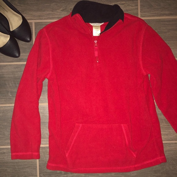 Red Pull Over Half Zip Jacket with Black Collar - Picture 1 of 2